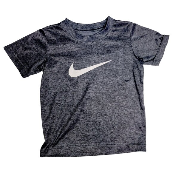 Nike Boys Size 4 (4–5 Yrs) Heather Gray Logo T-Shirt Swoosh Athletic Tee - Picture 1 of 5